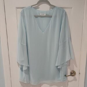 Calvin Klein Light Blue V-Neck Blouse